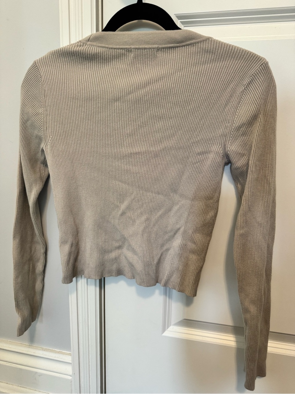 Dynamite Beige Ribbed Button-Down V-Neck Sweater - Picture 2 of 3